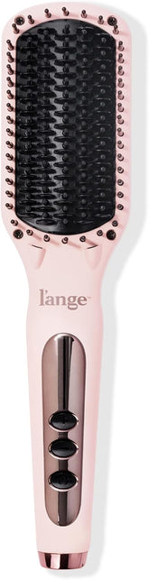 L'ANGE HAIR Le Vite Straightening Brush | Heated Hair Tool for Smoother, Frizz-Controlled Look | Dual-Voltage Hot Brush Straightener for Effortless Styling & Shine | Ceramic Standard Size (Blush)