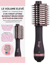 L'ANGE HAIR Le Volume Elevé 65MM 2-in-1 Titanium Brush Dryer | Dry and Style | Unique Teardrop Shape Barrel | 3 Heat Settings | 360° Vented Airflow | Ionic Technology for Frizz-Free Styling (Black)