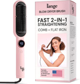 L'ANGE HAIR Smooth It 2-in-1 Hair Straightener Brush with Digital Temperature Dial Up to 450°F | Frizz Control Straightening Comb | Quick Styling Hot Brush for All Hair Types | Auto Shut-Off | Blush