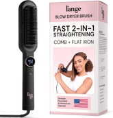 L'ANGE HAIR Smooth It 2-in-1 Hair Straightener Brush with Digital Temperature Dial Up to 450°F | Frizz Control Straightening Comb | Quick Styling Hot Brush for All Hair Types | Auto Shut-Off | Black