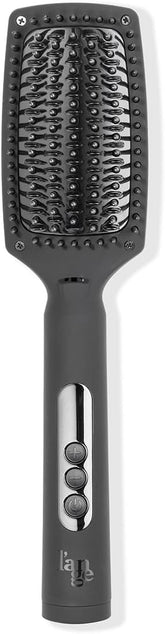 L'ANGE HAIR Le Vite Curve Ceramic Straightening Brush | Heated Straightener Flat Iron for Smooth, Anti Frizz Hair | for All Hair Lengths | Hot Styling Brush for Effortless Straightening (Black)