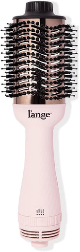 L'ANGE HAIR Le Volume 2-in-1 Titanium Blow Dryer Brush | Frizz Control Blowout Hair Dryer Brush For Drying And Straightening | Volumizing Hot Air Styler For All Hairstyles | Oval Barrel | Blush - 75mm