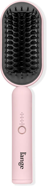 L'ANGE HAIR Mane Pass Straightening Hot Brush | Hair Straightening Brush with Ceramic Bristles & Negative Ion Technology | Adjustable Temp | Auto Shut-Off & Dual Voltage | (Blush)