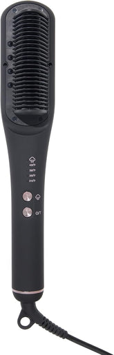 L'ANGE HAIR SteamSmooth Steam Smoothing Comb | Coconut Oil–Infused Steam Brush for Sleek, Shiny Results | Negative Ion Frizz Control | Hydrates & Straightens Hair | (Black)