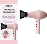 L’Ange Hair Soleil Professional Hair Dryer | Fast Drying Ionic Blow Dryer for Frizz-Free Results | 3 Heat Settings with Cool Shot Feature | Lightweight Hairdryer with Concentrator 1875W | Blush