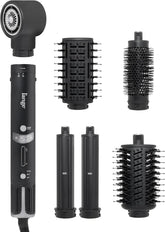 L'ANGE HAIR TurboStyle All-in-One Air Styling & Drying System | 5-in-1 Attachments with Auto-Wrap Curlers & Volumizing Brush | Fast-Drying Brushless Motor Dryer | Dual Voltage | All Hair Types (Black)