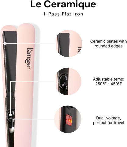 L'ANGE HAIR Le Ceramique 1-Pass Flat Iron Hair Straightener | Fast Heating Ceramic Flat Iron | Best Hot Tools Professional Hair Straightener to Lock in Moisture & Shine | (Blush)