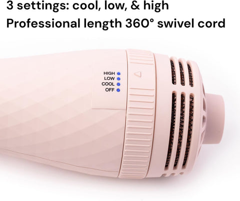 L'ANGE HAIR Le Volume 2-in-1 Titanium Blow Dryer Brush | Frizz Control Blowout Hair Dryer Brush For Drying And Straightening | Volumizing Hot Air Styler For All Hairstyles | Oval Barrel | Blush - 60mm