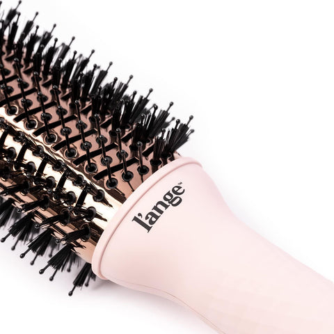 L'ANGE HAIR Le Volume 2-in-1 Titanium Blow Dryer Brush | Frizz Control Blowout Hair Dryer Brush For Drying And Straightening | Volumizing Hot Air Styler For All Hairstyles | Oval Barrel | Blush - 75mm