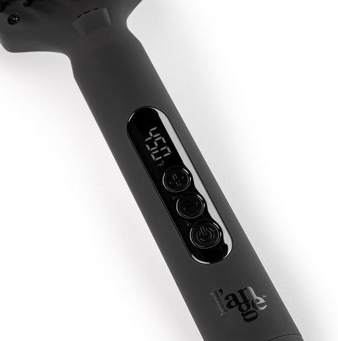 L'ANGE HAIR Le Vite Curve Ceramic Straightening Brush | Heated Straightener Flat Iron for Smooth, Anti Frizz Hair | for All Hair Lengths | Hot Styling Brush for Effortless Straightening (Black)