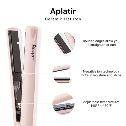 L'ANGE HAIR Aplatir Ceramic 1" Flat Iron | Adjustable Temp & Dual Voltage Hair Straightener | Tourmaline-Infused Plates for Smooth, Frizz-Free Styling | 1 Inch Styling Tool (Blush)